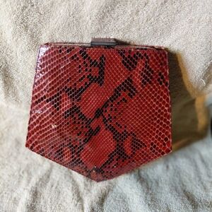 Unique Red Snakeskin Pattern Clutch